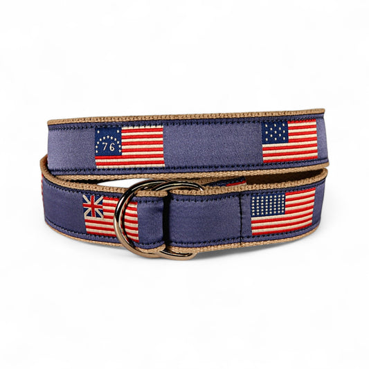 Historical American Flags D-Ring Belt